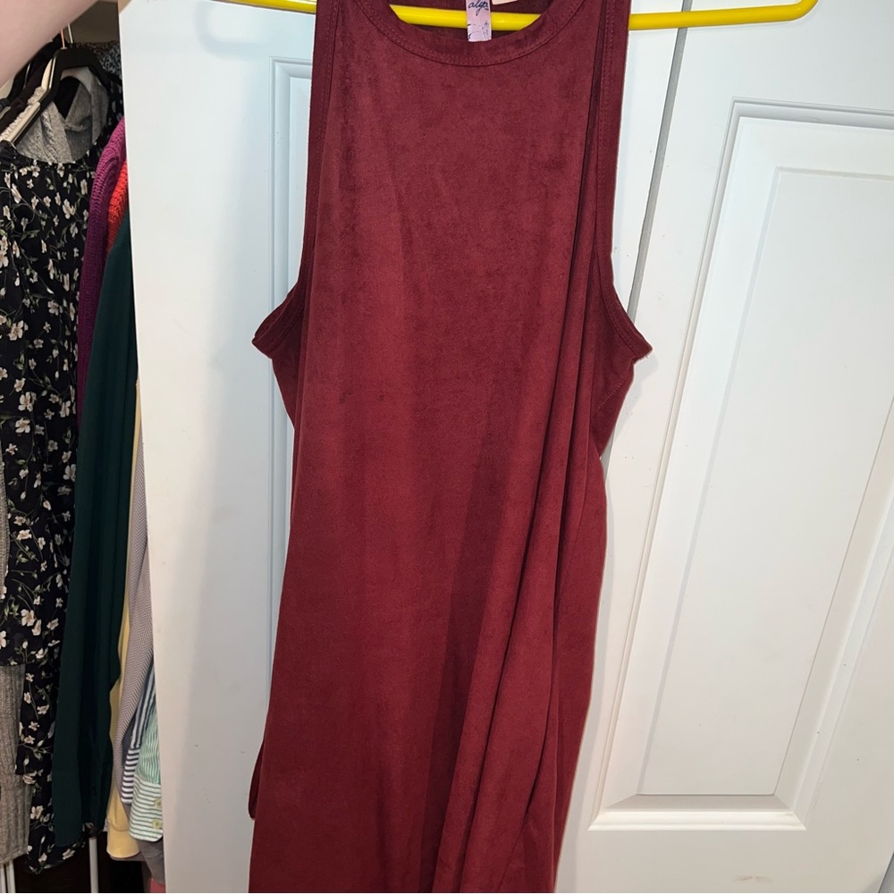 Red High neck shift dress